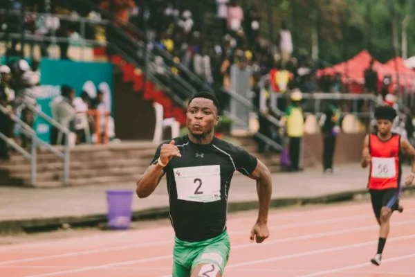 athletics stadium sprint finish